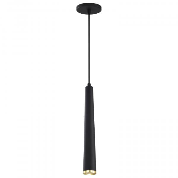 Melrose - 12 Watt - 16" - LED Pendant - Matte Black and Brushed Brass Finish