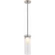 Pulse - LED Mini Pendant with Clear Seeded Glass - Brushed Nickel Finish