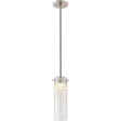 Pulse - LED Mini Pendant with Clear Crackle Glass - Brushed Nickel Finish