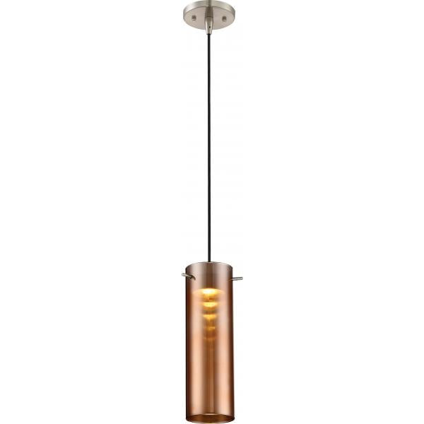 Pulse - LED Mini Pendant with Copper Glass - Brushed Nickel Finish