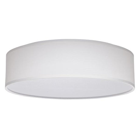 15 inch - CCT Selectable - Fabric Drum LED Decor Flush Mount Fixture - White Fabric Shade - Acrylic Diffuser