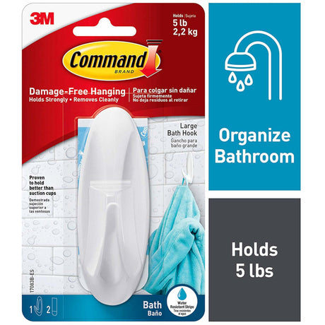 3M Command 4-1/8 in. L White Bath Hook