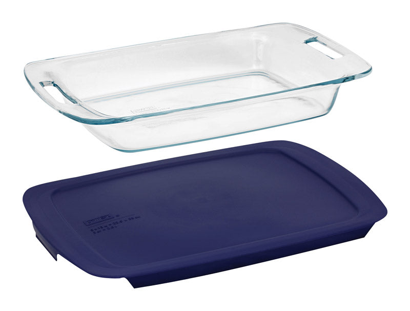 Pyrex 9.75 in. W X 15.5 in. L Baking Dish Blue/Clear