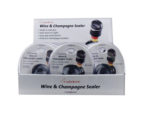 Rabbit Black Rubber/Stainless Steel Wine and Champagne Sealer