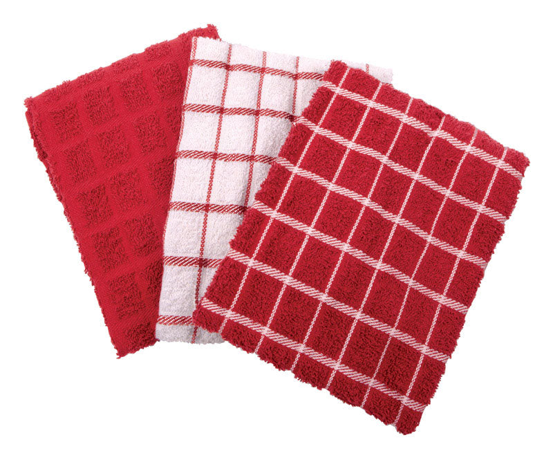 Ritz Paprika Cotton Check Kitchen Towel 3 pk