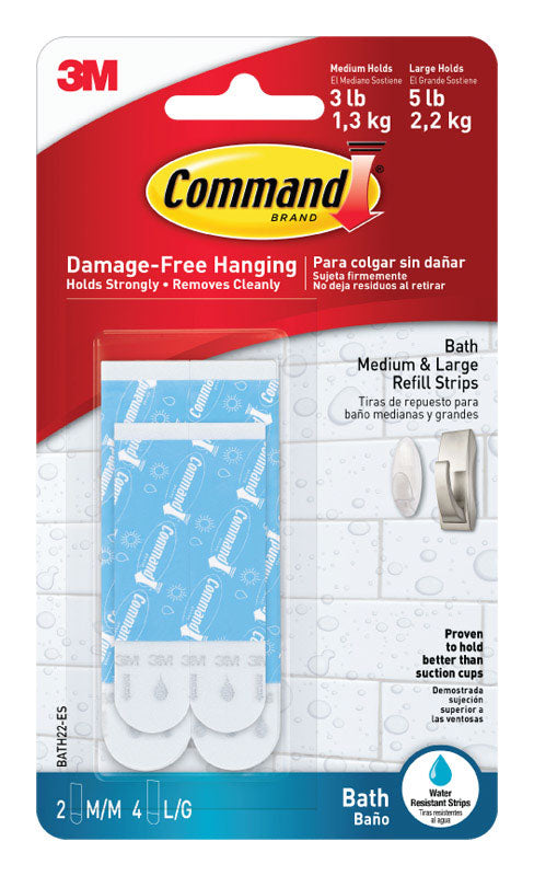 3M Command Medium/Large Plastic Refill Strips 6 pk