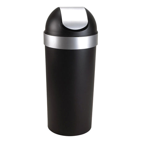 Umbra Venti 16 gal Black/Silver Plastic Swing-Top Trash Can