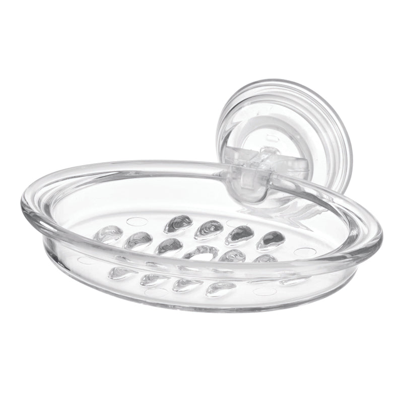 iDesign Power Lock Clear Plastic Soap Dish