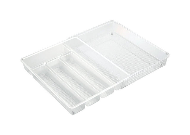 iDesign Linus Clear Cutlery Organizer 2.25 in. H X 14.25 in. W X 11.25 in. D