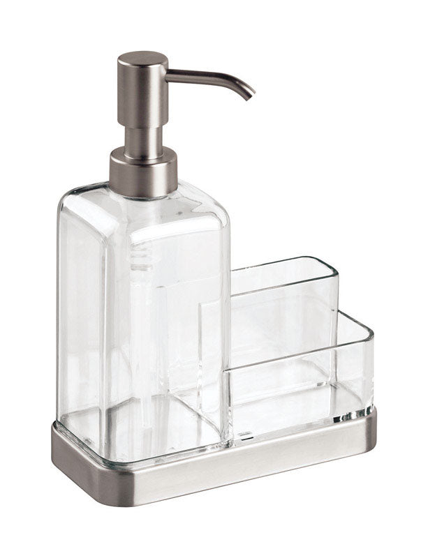 InterDesign Forma Clear Stainless Steel Soap and Sponge Caddy