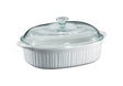 Corningware Ceramic Oblong Dish with Lid 4 qt White