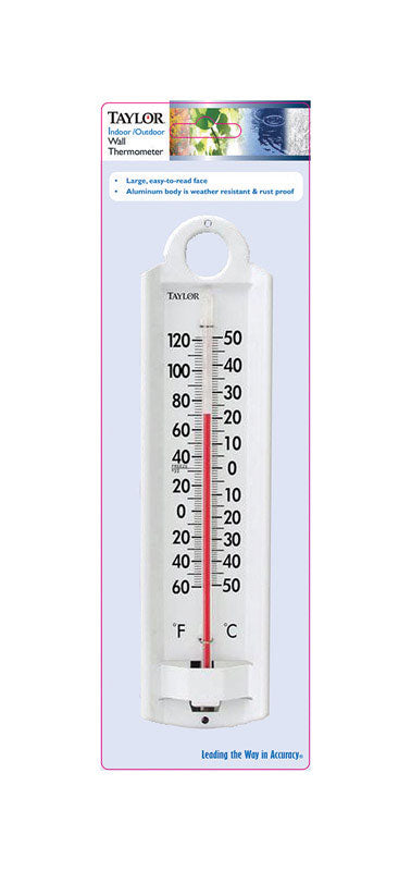 Taylor Tube Thermometer Aluminum White 8.86 in.