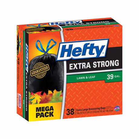 Hefty Extra Strong 39 gal Lawn and Leaf Bags Drawstring 38 pk 1.1 mil