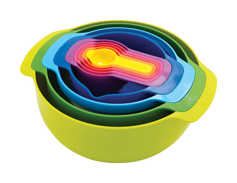 Joseph Joseph Nest 3 qt Polypropylene Multicolored Mixing Bowls and Measuring Set 9 pc