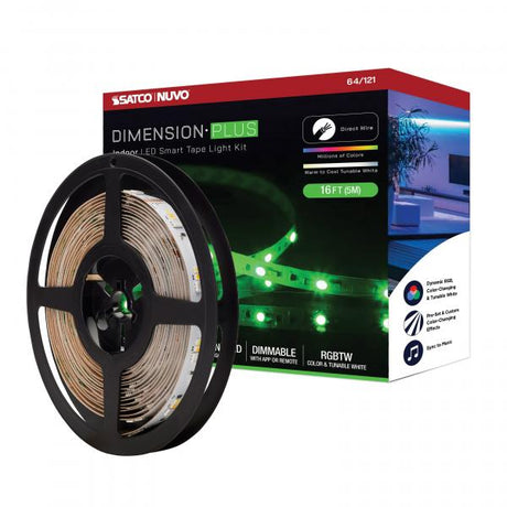 Dimension Plus - Tape light strip - 16 ft. - RGB plus Tunable White - J-Box connection - Starfish IOT Capable - IR Remote Included