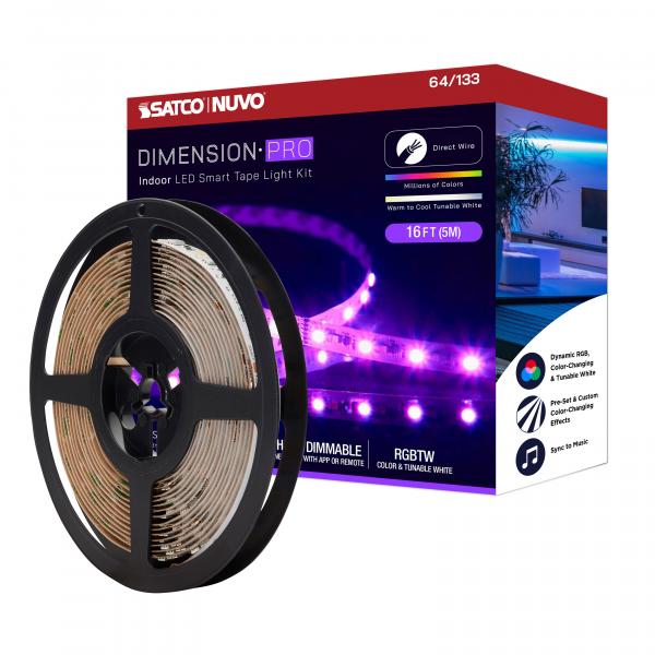 Dimension Pro - Tape light strip - 16 ft. - Hi-Output - RGB plus Tunable White - J-Box connection - Starfish IOT Capable - IR Remote Included