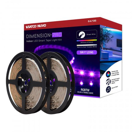 Dimension Pro - Tape light strip - 64 ft. - Hi-Output - RGB plus Tunable White - J-Box connection - Starfish IOT Capable - IR Remote Included