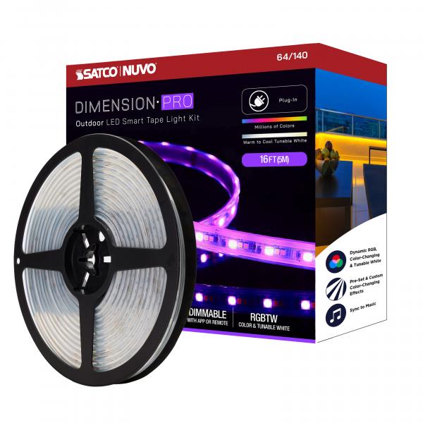 Dimension Pro - Tape light strip - 16 ft. - Hi-Output - RGB plus Tunable White - Plug connection - IP65 - Starfish IOT Capable - RF Remote Included