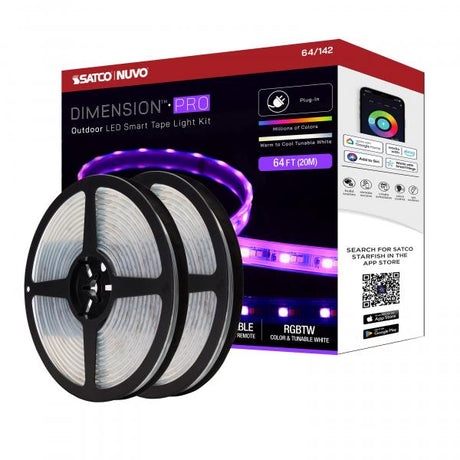 Dimension Pro - Tape light strip - 64 ft. - Hi-Output - RGB plus Tunable White - Plug connection - IP65 - Starfish IOT Capable - RF Remote Included