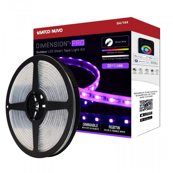 Dimension Pro - Tape light strip - 32 ft. - Hi-Output - RGB plus Tunable White - J-Box connection - IP65 - Starfish IOT Capable - RF Remote Included