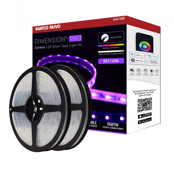 Dimension Pro - Tape light strip - 64 ft. - Hi-Output - RGB plus Tunable White - J-Box connection - IP65 - Starfish IOT Capable - RF Remote Included