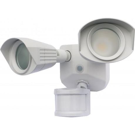 LED Security Light - Dual Head - White Finish - 3000K - Motion Sensor