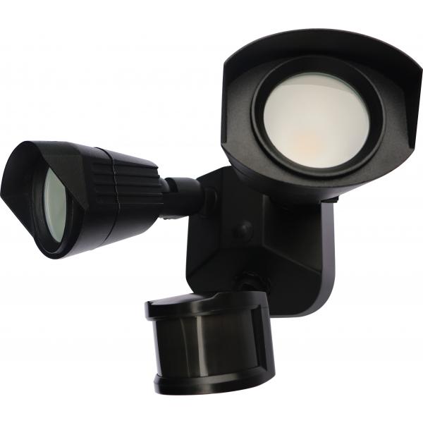 LED Security Light - Dual Head - Black Finish - 3000K - Motion Sensor