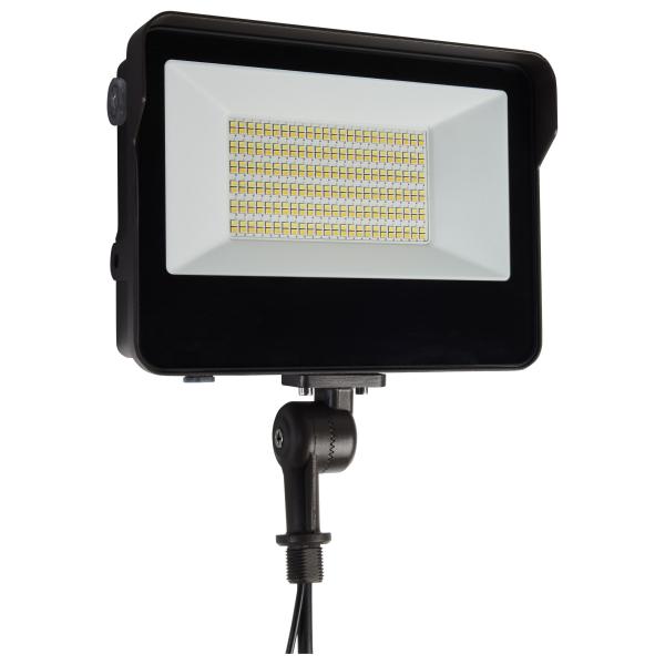 LED Tempered Glass Flood Light with Bypassable Photocell - CCT Selectable 3K/4K/5K - Wattage Adjustable 45W/60W/80W - ColorQuick and PowerQuick Technology - Bronze Finish