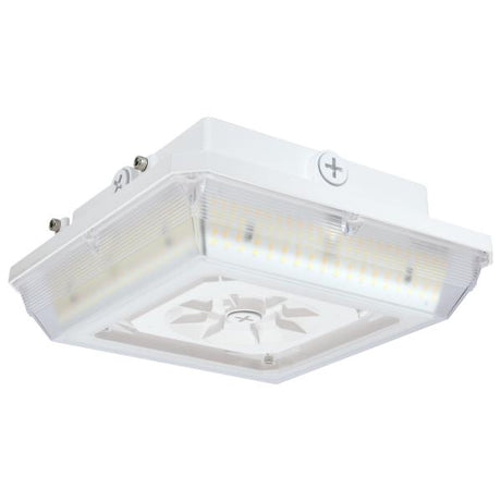 Square LED - Wide Beam Angle Canopy Light - 3K/4K/5K CCT Selectable - 60W/75W/90W Wattage Selectable - White Finish