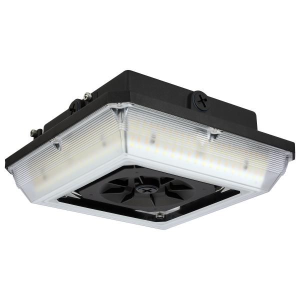 Square LED - Wide Beam Angle Canopy Light - 3K/4K/5K CCT Selectable - 20W/30W/45W Wattage Selectable - Bronze Finish