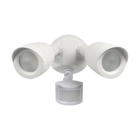 LED Security Light - Dual Head - Motion Sensor Included - White Finish - 4000K