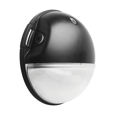 LED Small Round Wall Pack - 20W - CCT Selectable - Bypassable Photocell - 120-277 Volt - Black Finish