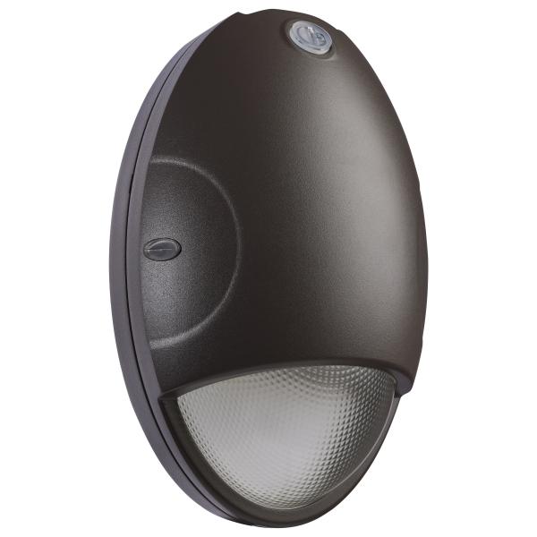 Oval Small Emergency Wall Pack - LED - CCT Selectable - Photocell - Bronze Finish