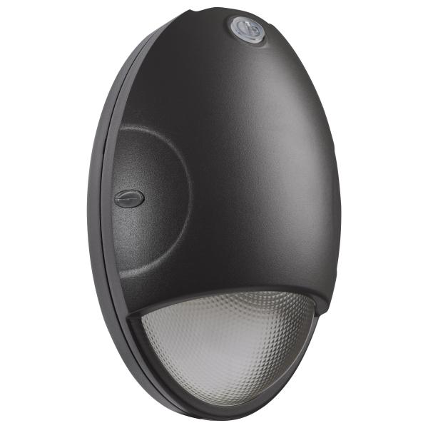 Oval Small Emergency Wall Pack - LED - CCT Selectable - Photocell - Black Finish