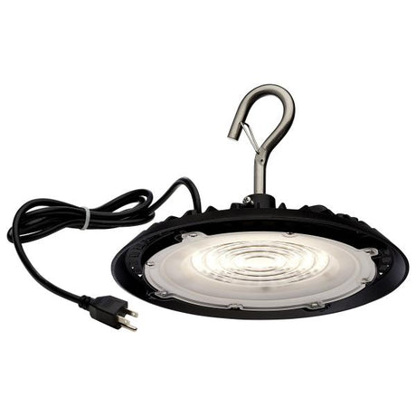 60 Watt - Hi-Pro Shop Light with Plug - 8'' Dia. - 3000K - Black Finish - 120 Volt