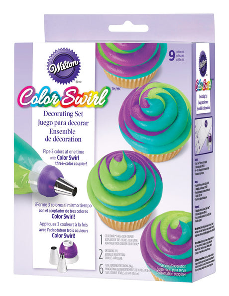 Wilton Color Swirl Purple/White Plastic Decorating Set