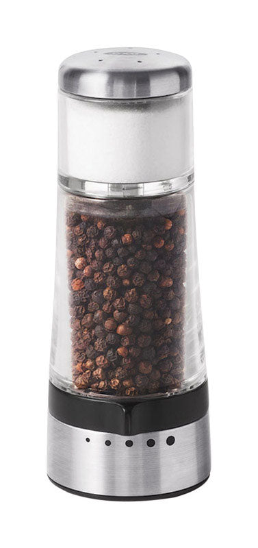 OXO Good Grips Clear/Silver Plastic/Stainless Steel 2-in-1 Salt & Pepper Grinder Shaker 4-3/4 oz