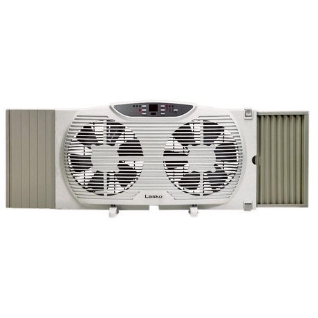 Lasko 12.9 in. H X 9 in. D 3 speed Electronically Reversible Twin Window Fan Remote Control