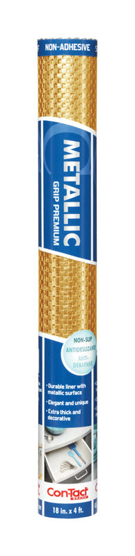 Con-Tact Metallic Grip Premium 4 ft. L X 18 in. W Gold Non-Adhesive Shelf Liner