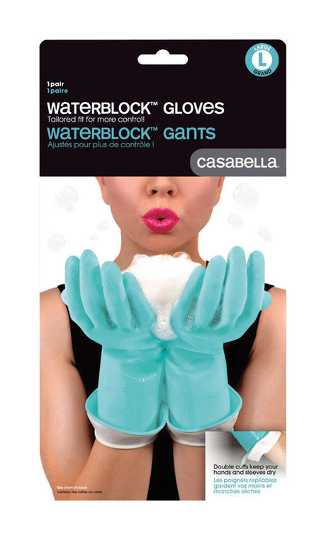 Casabella WaterBlock Unisex Indoor/Outdoor Cleaning Gloves Blue L 1 pair