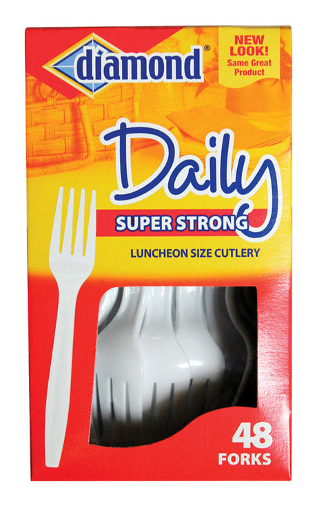 Diamond White Plastic Heavy Duty Forks 48 pk