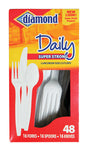 Diamond White Plastic Luncheon Size Heavy Duty Cutlery 48 pk