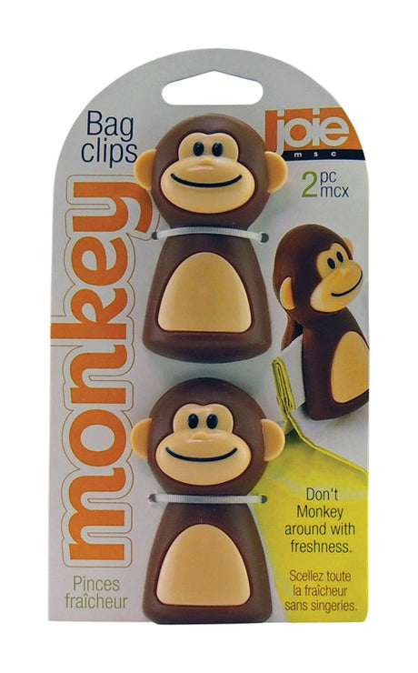 Joie Monkey Brown/ Beige Plastic Bag Clips