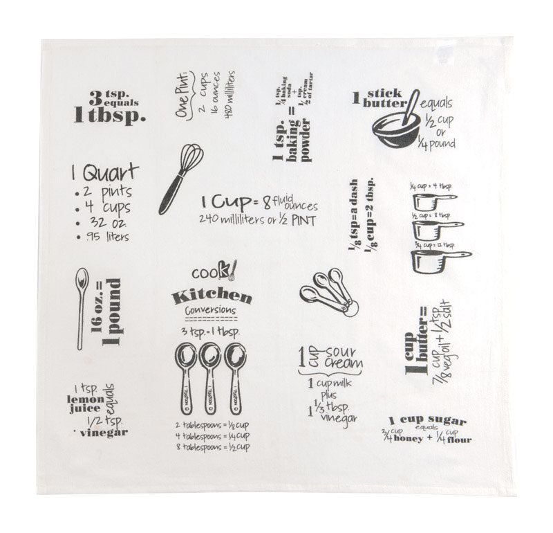 Kay Dee Cooks Kitchen Graphite Cotton Conversions & Equivalents Krinkle Flour Sack Towel 1 pk