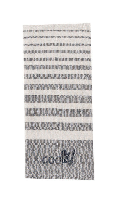 Kay Dee Cooks Kitchen Graphite Cotton Embroidered Tea Towel 1 pk