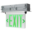 Green (Mirror) Edge Lit LED Exit Sign - 2.94 Watts - Dual Face - 120V/277 Volt - Silver Finish