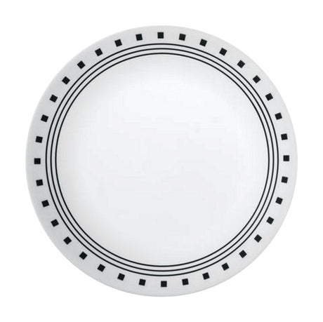 Corelle Livingware Black/White Glass City Block Luncheon Plate 8-1/2 in. D 1 pk