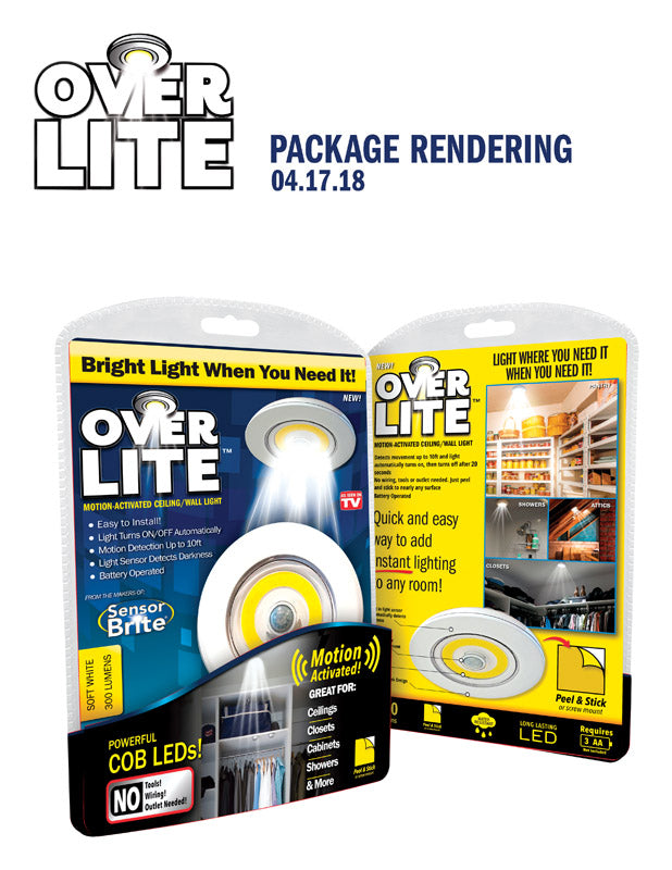 Over Lite As Seen On TV White Battery Powered LED Puck Light 1 pk