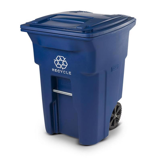 Toter 96 gal Blue Polyethylene Wheeled Recycling Bin Lid Included