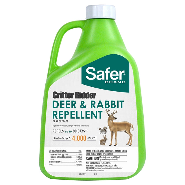 Safer Brand Critter Ridder Animal Repellent Concentrate For Deer and Rabbits 32 oz